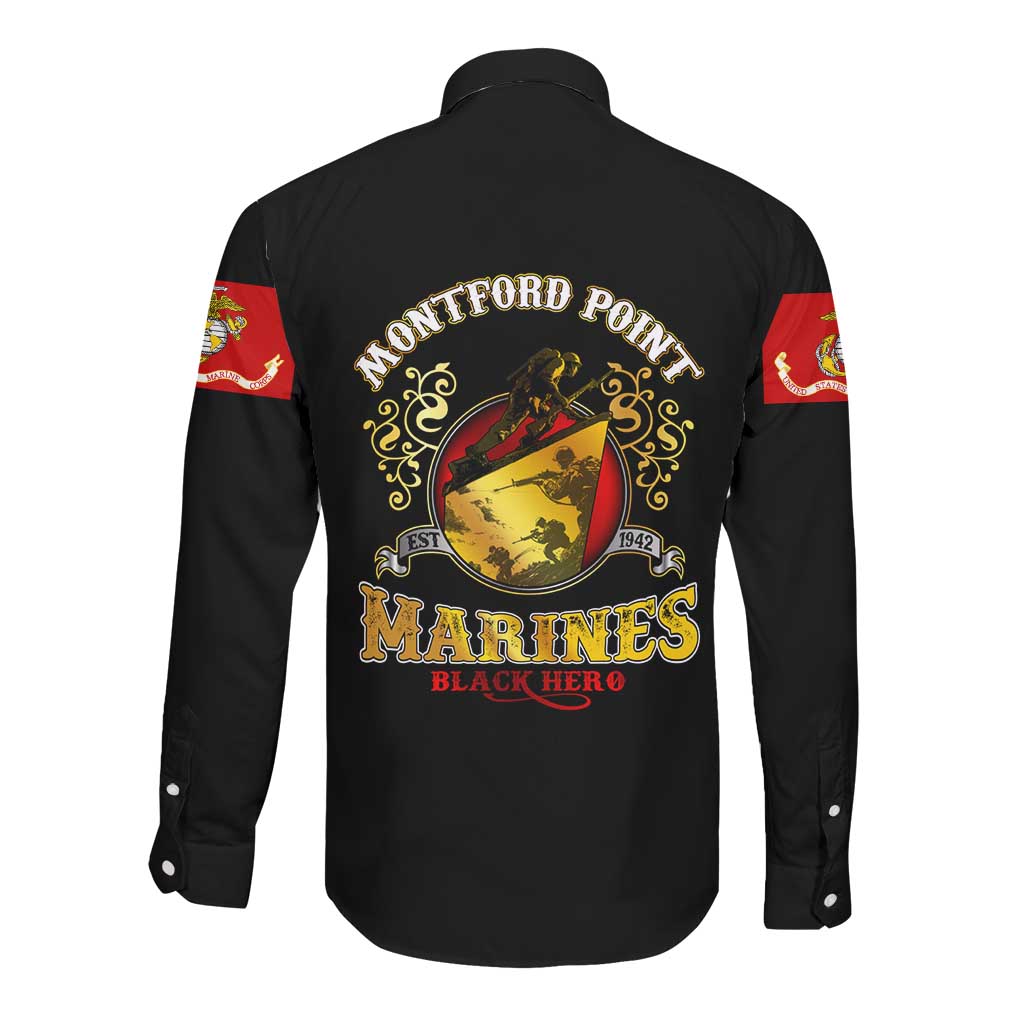 Montford Point Marines Long Sleeve Button Shirt Afro First to Fight Prejudice - African Pride