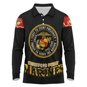 Montford Point Marines Long Sleeve Polo Shirt Afro First to Fight Prejudice - African Pride