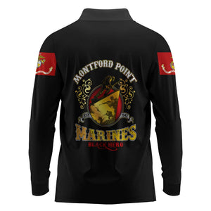 Montford Point Marines Long Sleeve Polo Shirt Afro First to Fight Prejudice - African Pride