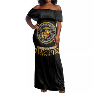 Montford Point Marines Off Shoulder Maxi Dress Afro First to Fight Prejudice - African Pride