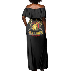 Montford Point Marines Off Shoulder Maxi Dress Afro First to Fight Prejudice - African Pride