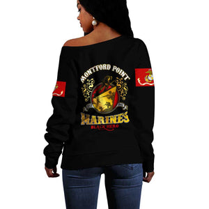 Montford Point Marines Off Shoulder Sweater Afro First to Fight Prejudice - African Pride