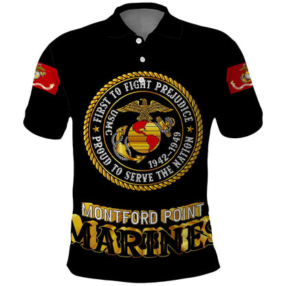 Montford Point Marines Polo Shirt Afro First to Fight Prejudice - African Pride