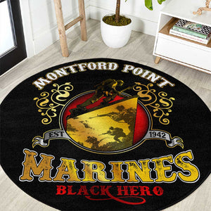 Montford Point Marines Round Carpet Afro First to Fight Prejudice - African Pride