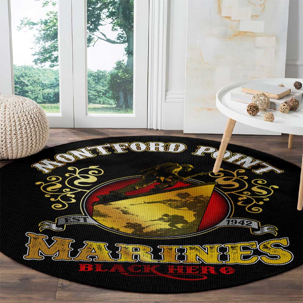 Montford Point Marines Round Carpet Afro First to Fight Prejudice - African Pride