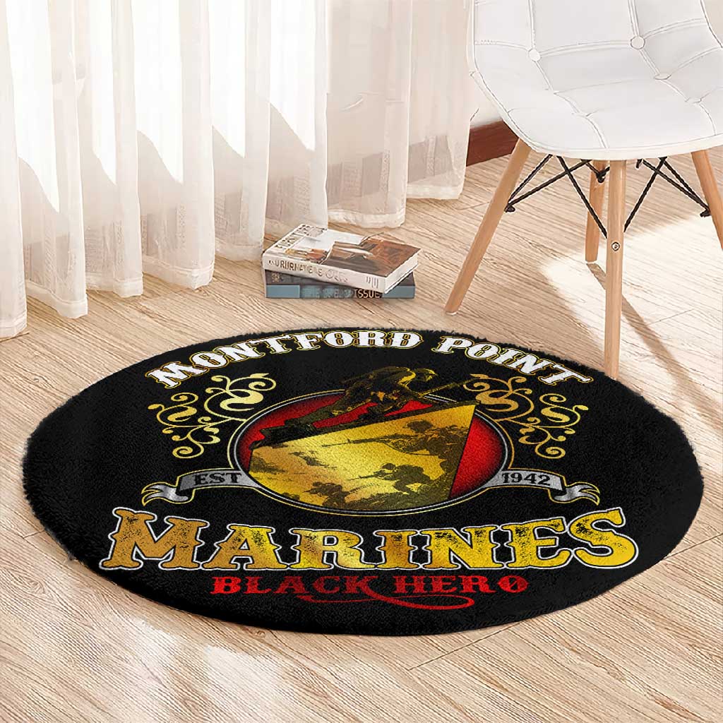 Montford Point Marines Round Carpet Afro First to Fight Prejudice - African Pride