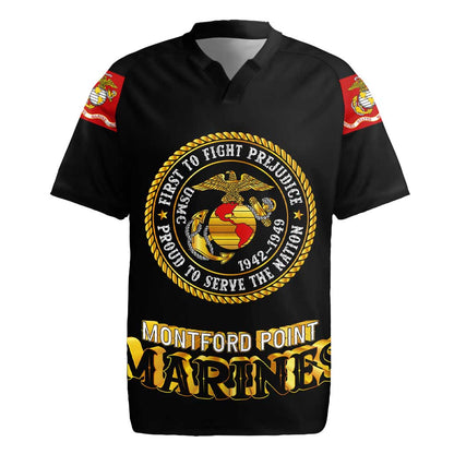 Montford Point Marines Rugby Jersey Afro First to Fight Prejudice - African Pride