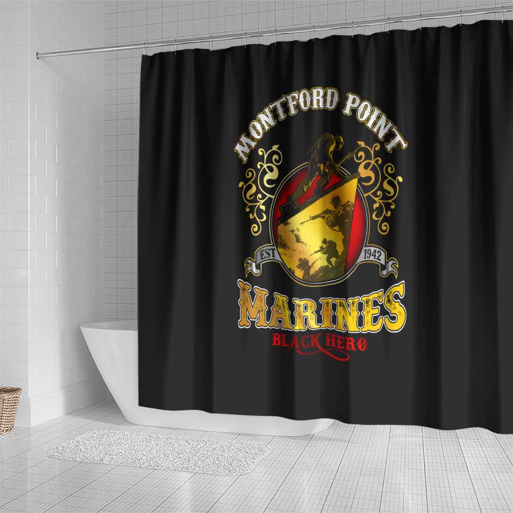 Montford Point Marines Shower Curtain Afro First to Fight Prejudice - African Pride