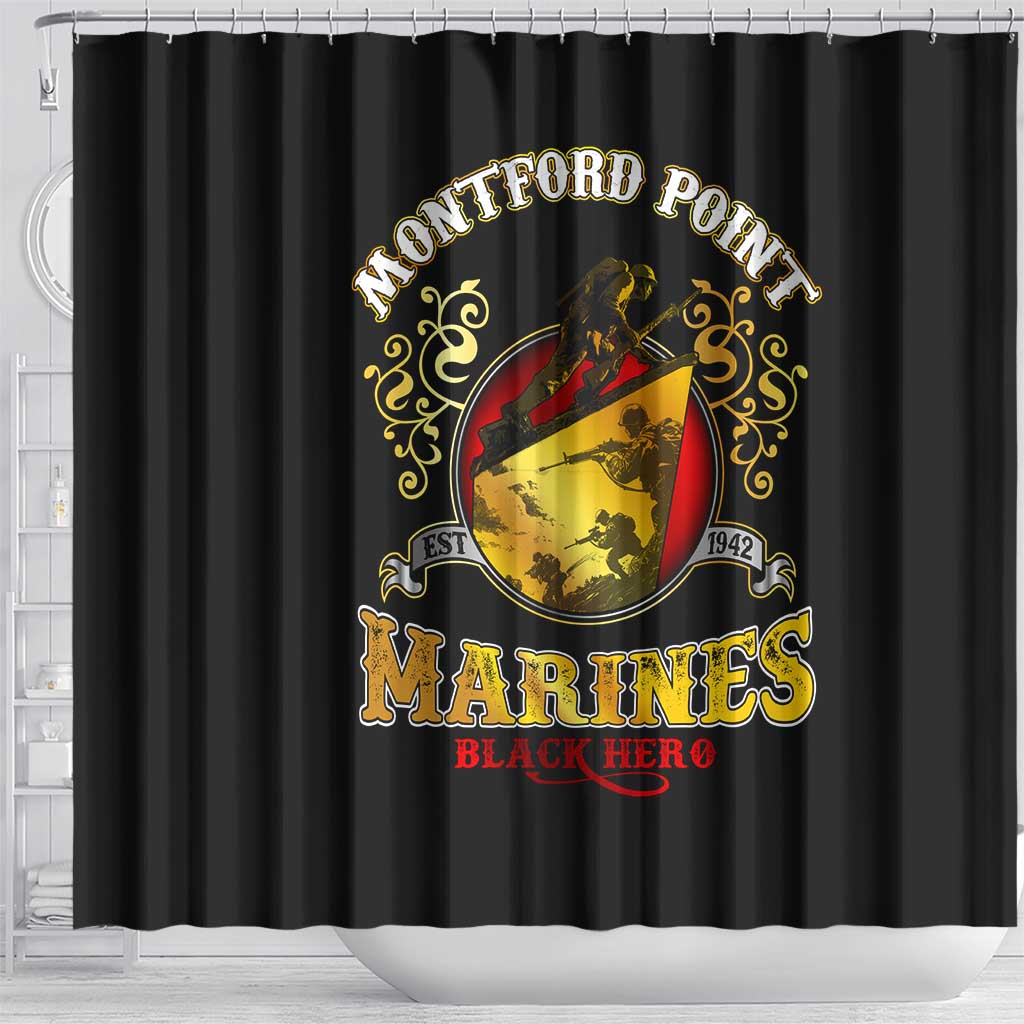Montford Point Marines Shower Curtain Afro First to Fight Prejudice - African Pride