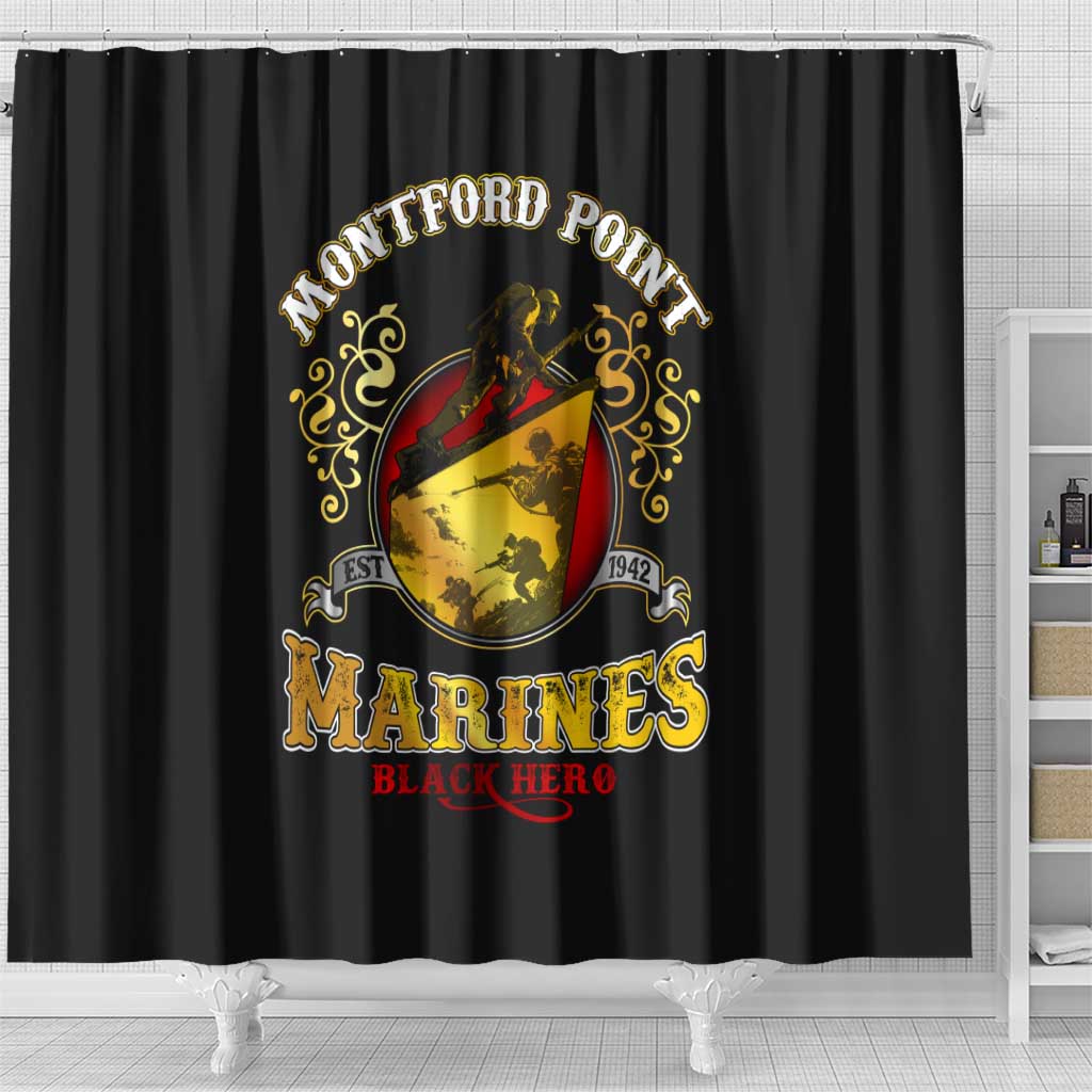 Montford Point Marines Shower Curtain Afro First to Fight Prejudice - African Pride