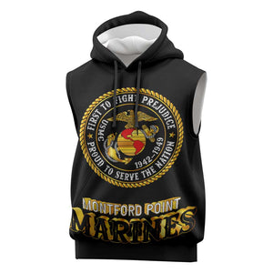 Montford Point Marines Sleeveless Hoodie Afro First to Fight Prejudice - African Pride