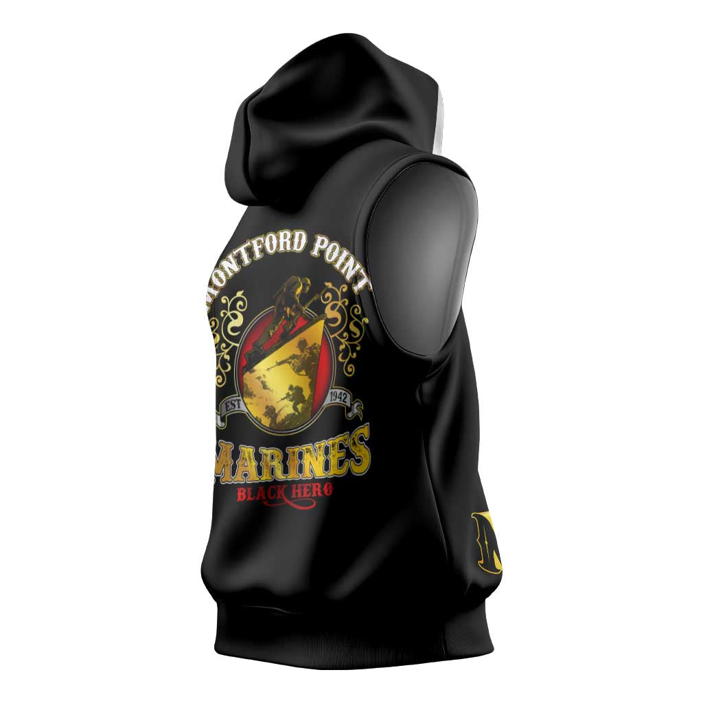 Montford Point Marines Sleeveless Hoodie Afro First to Fight Prejudice - African Pride