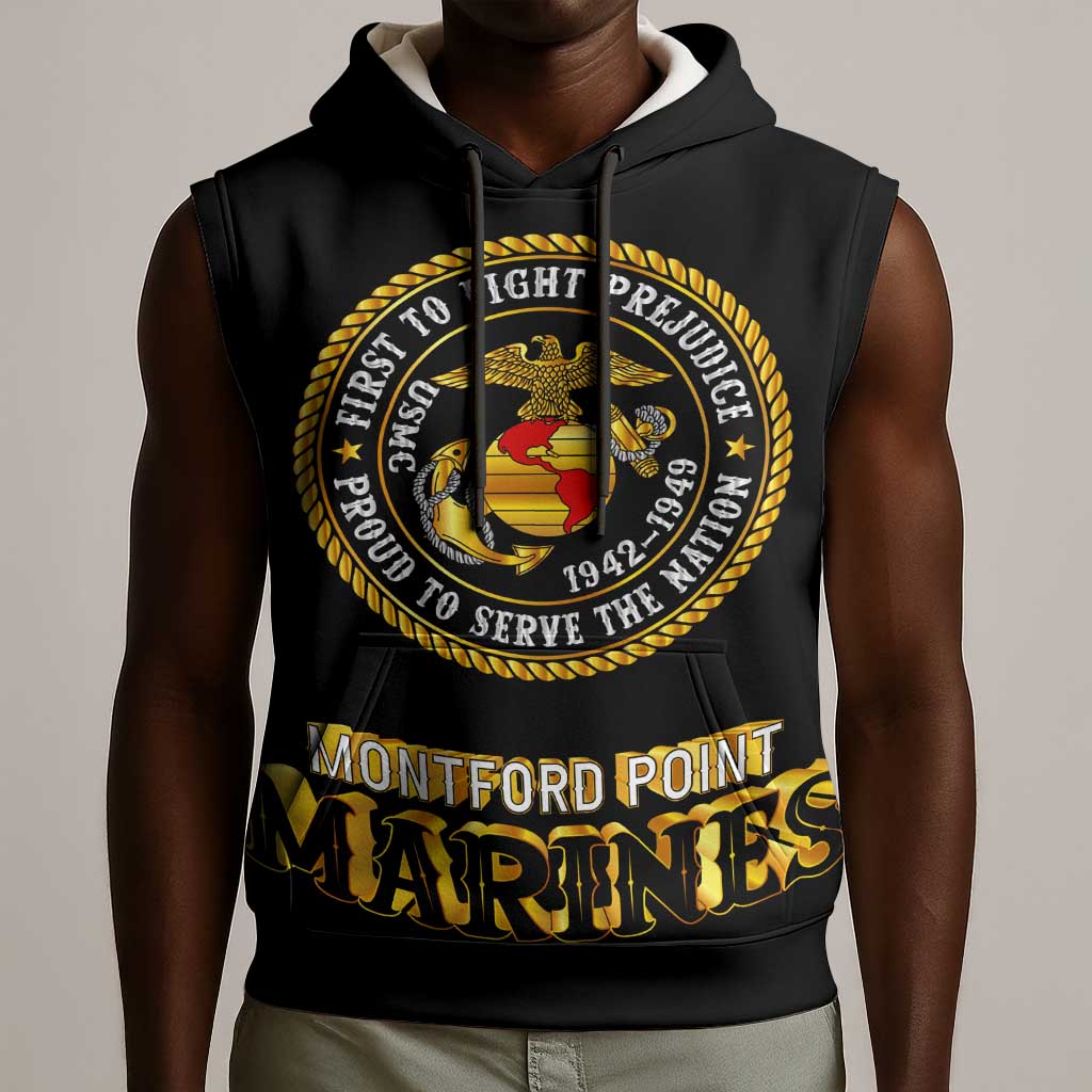 Montford Point Marines Sleeveless Hoodie Afro First to Fight Prejudice - African Pride