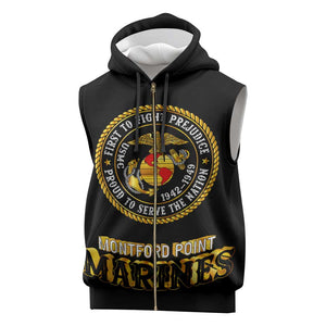 Montford Point Marines Sleeveless Zip Hoodie Afro First to Fight Prejudice - African Pride