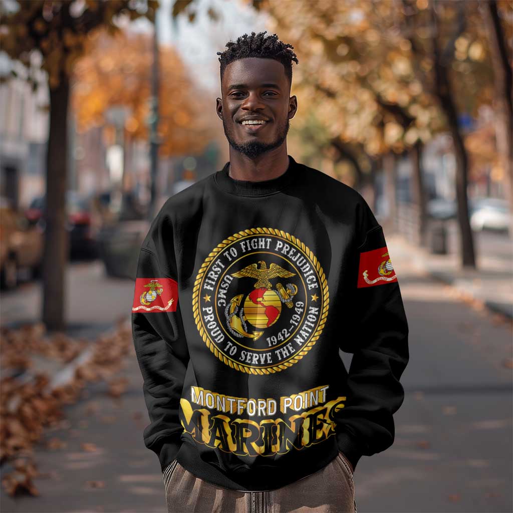 Montford Point Marines Sweatshirt Afro First to Fight Prejudice - African Pride