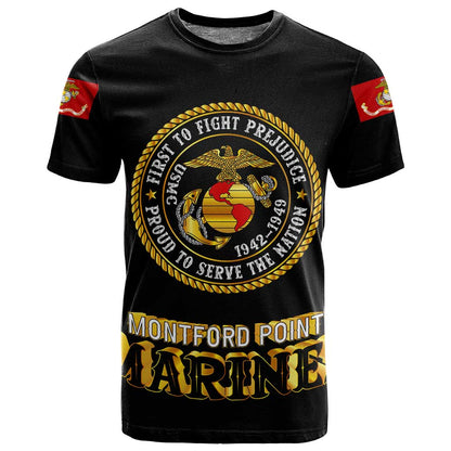 Montford Point Marines T shirt Afro First to Fight Prejudice - African Pride