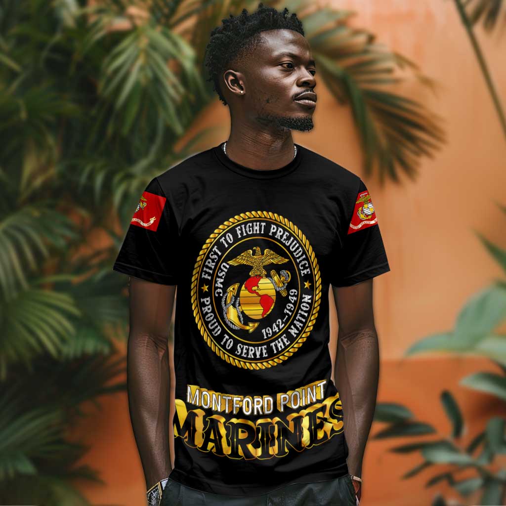 Montford Point Marines T shirt Afro First to Fight Prejudice - African Pride