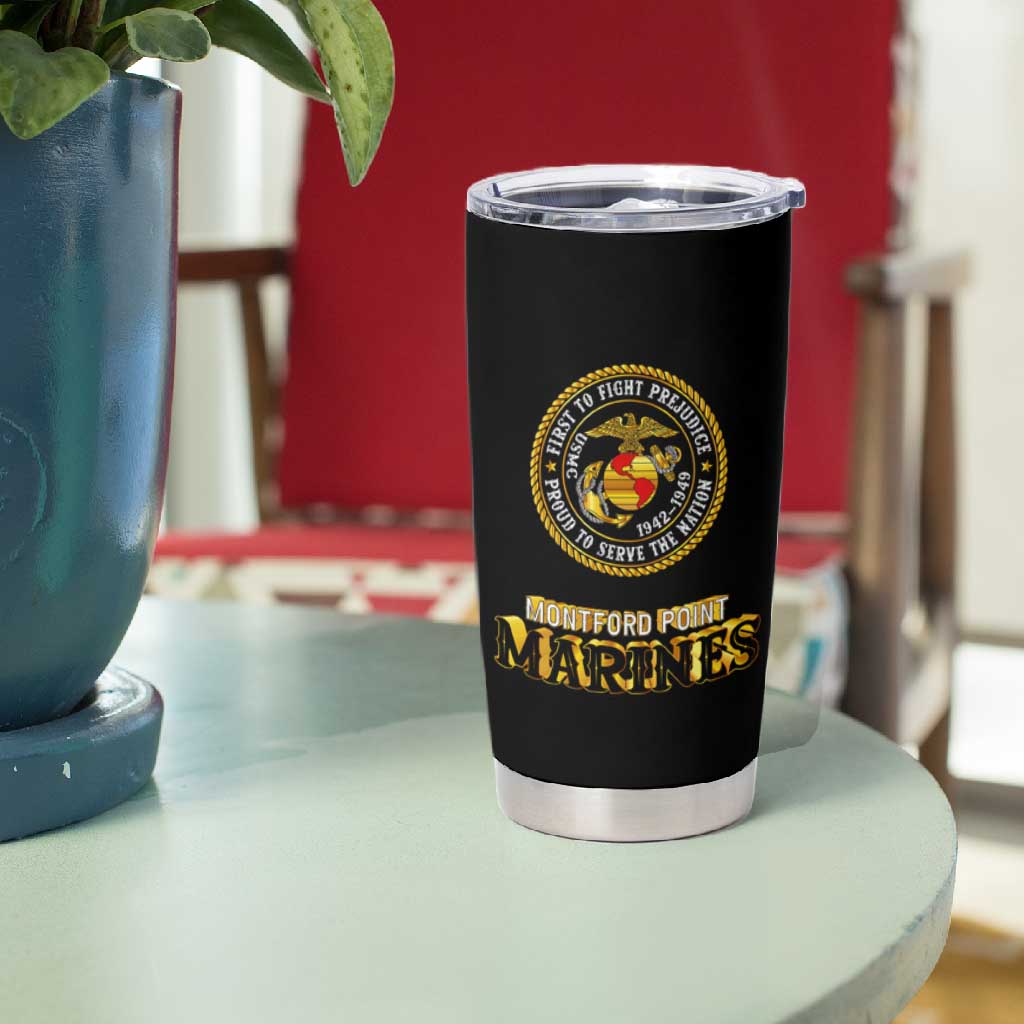 Montford Point Marines Tumbler Cup Afro First to Fight Prejudice - African Pride