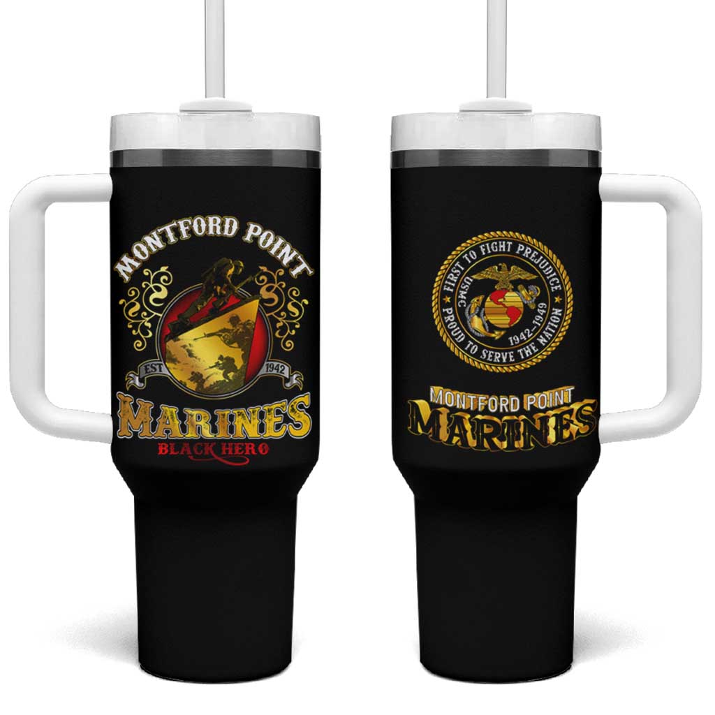 Montford Point Marines Tumbler With Handle Afro First to Fight Prejudice - African Pride