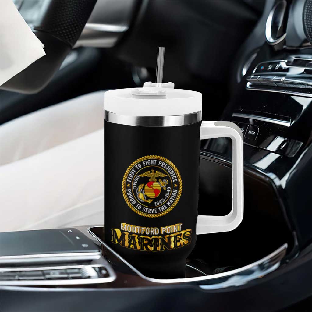 Montford Point Marines Tumbler With Handle Afro First to Fight Prejudice - African Pride