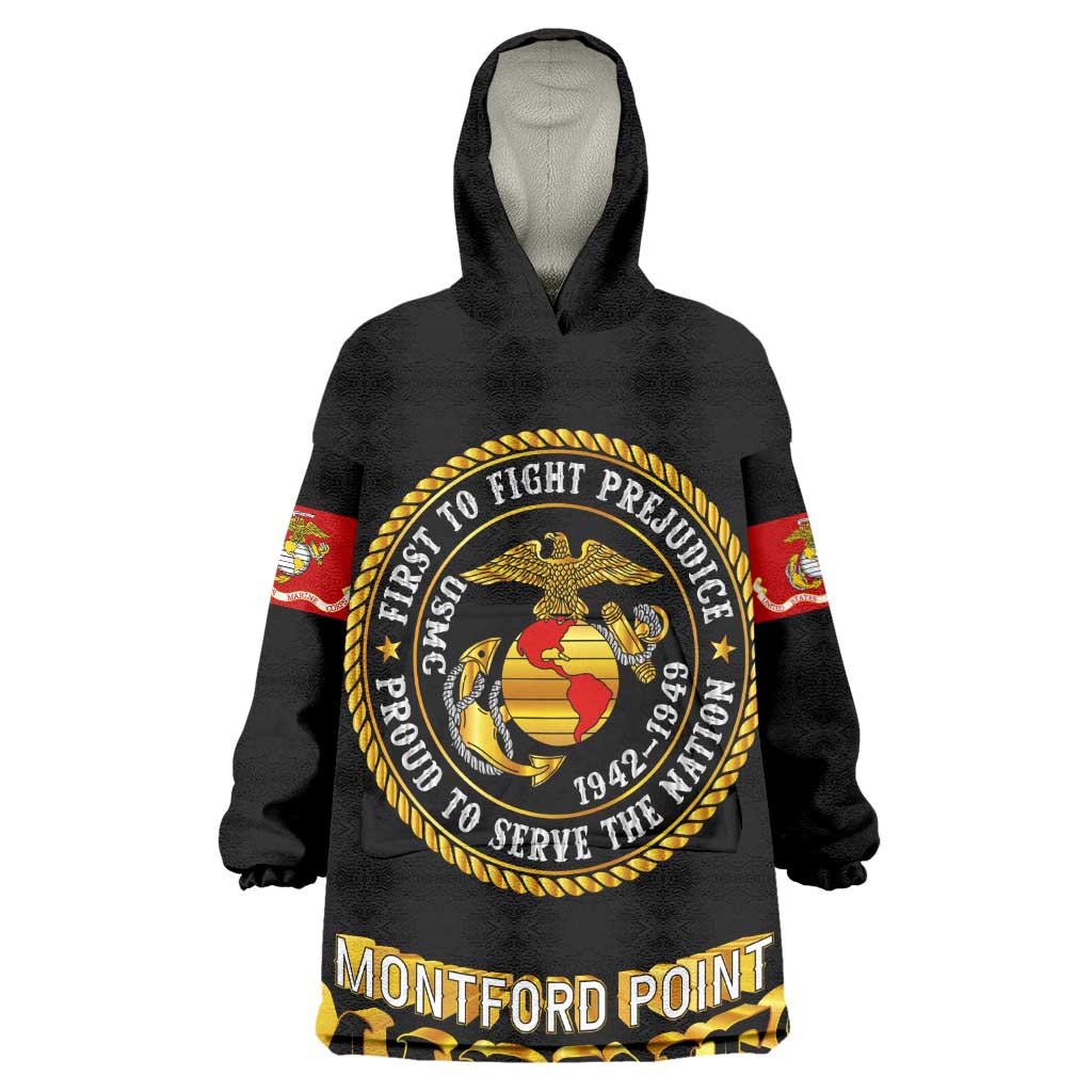 Montford Point Marines Wearable Blanket Hoodie Afro First to Fight Prejudice - African Pride
