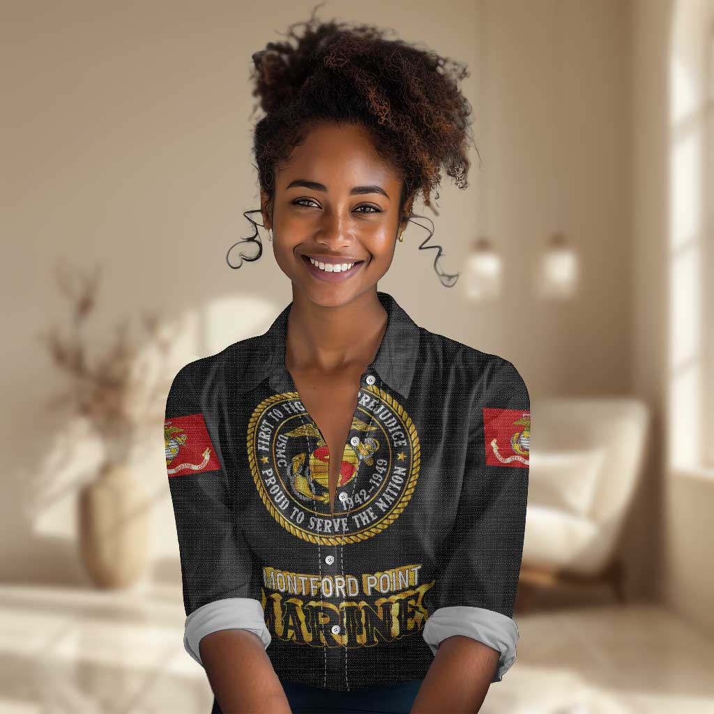 Montford Point Marines Women Casual Shirt Afro First to Fight Prejudice - African Pride