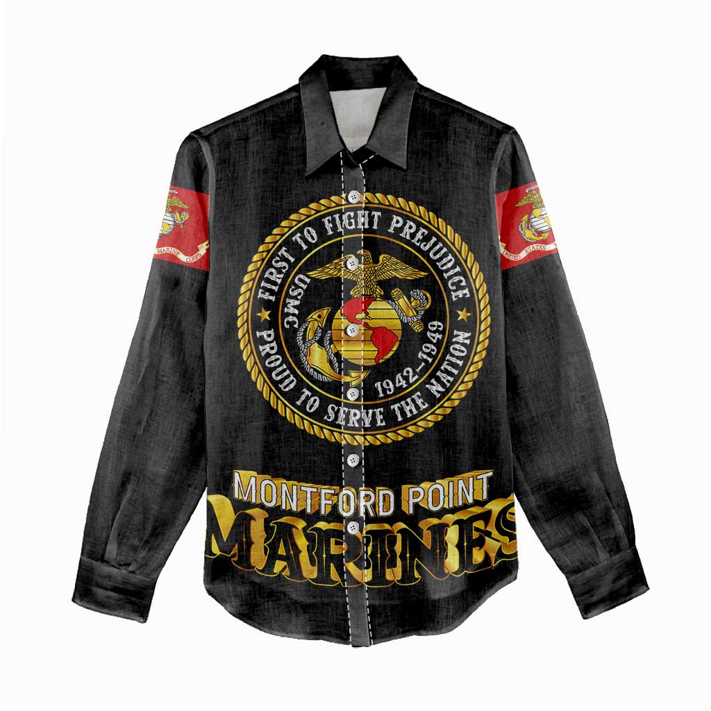 Montford Point Marines Women Casual Shirt Afro First to Fight Prejudice - African Pride