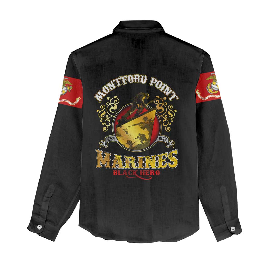 Montford Point Marines Women Casual Shirt Afro First to Fight Prejudice - African Pride