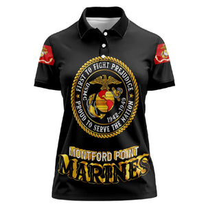 Montford Point Marines Women Polo Shirt Afro First to Fight Prejudice - African Pride