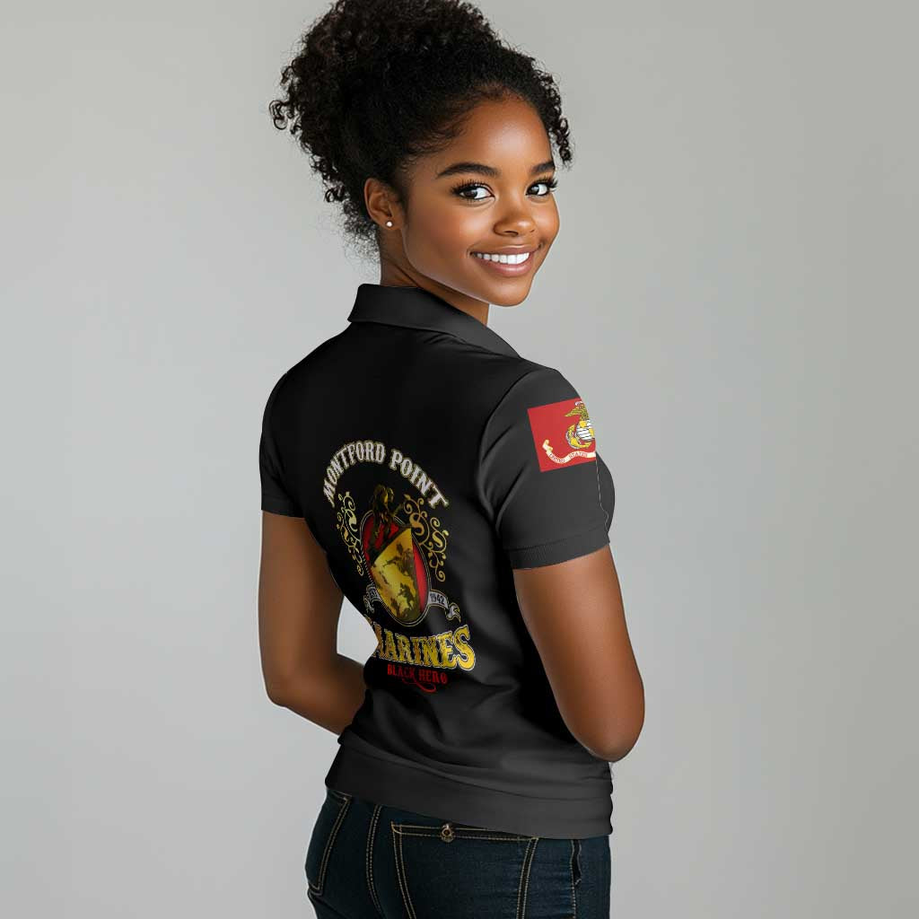 Montford Point Marines Women Polo Shirt Afro First to Fight Prejudice - African Pride