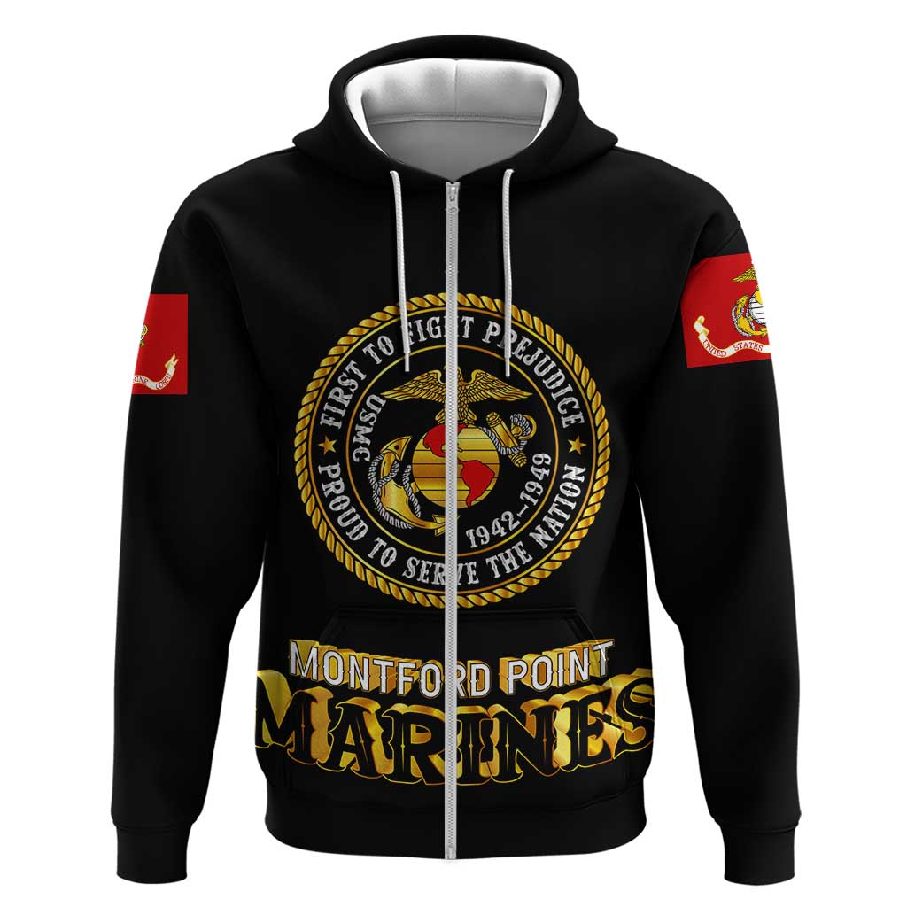 Montford Point Marines Zip Hoodie Afro First to Fight Prejudice - African Pride
