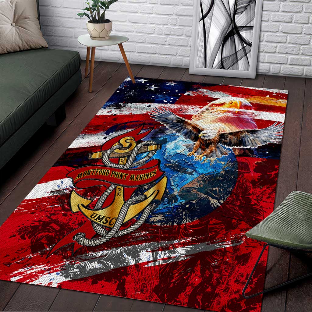Montford Point Marines Area Rug African American Eagle Anchor Tribute - African Pride
