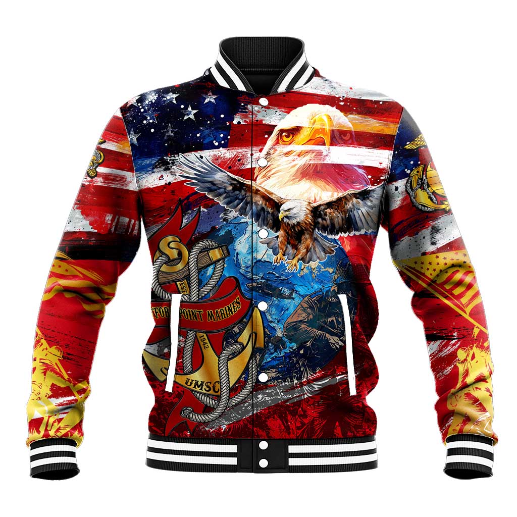 Montford Point Marines Baseball Jacket African American Eagle Anchor Tribute - African Pride