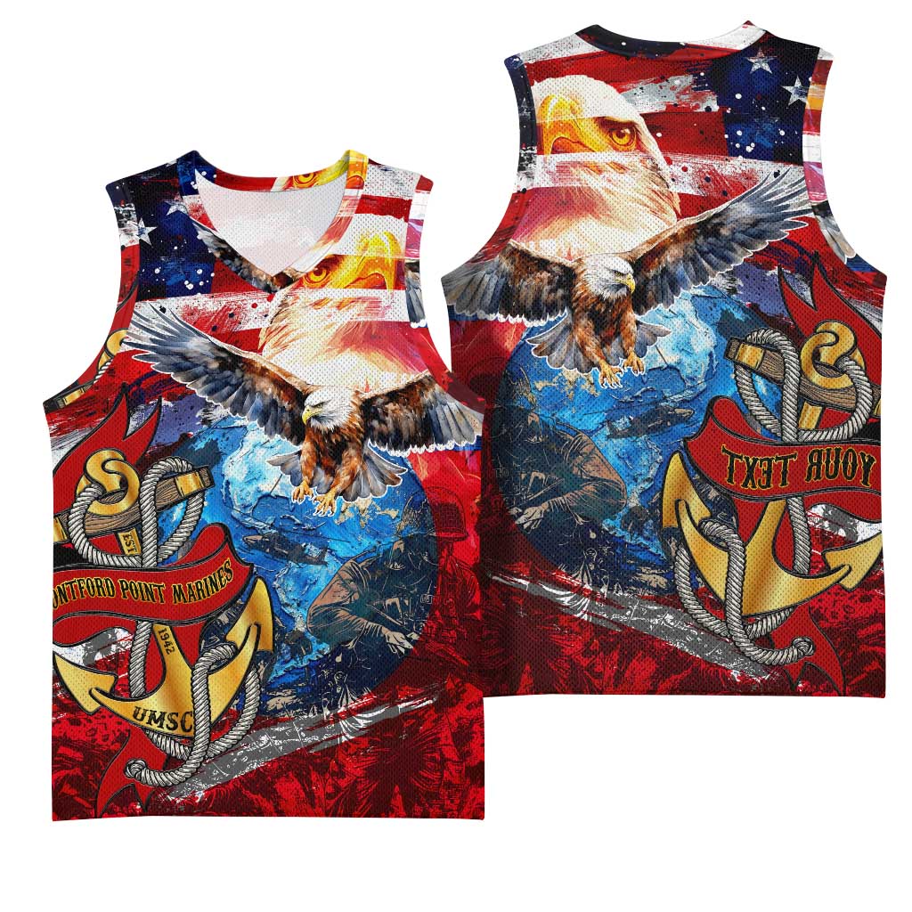 Montford Point Marines Basketball Jersey African American Eagle Anchor Tribute - African Pride
