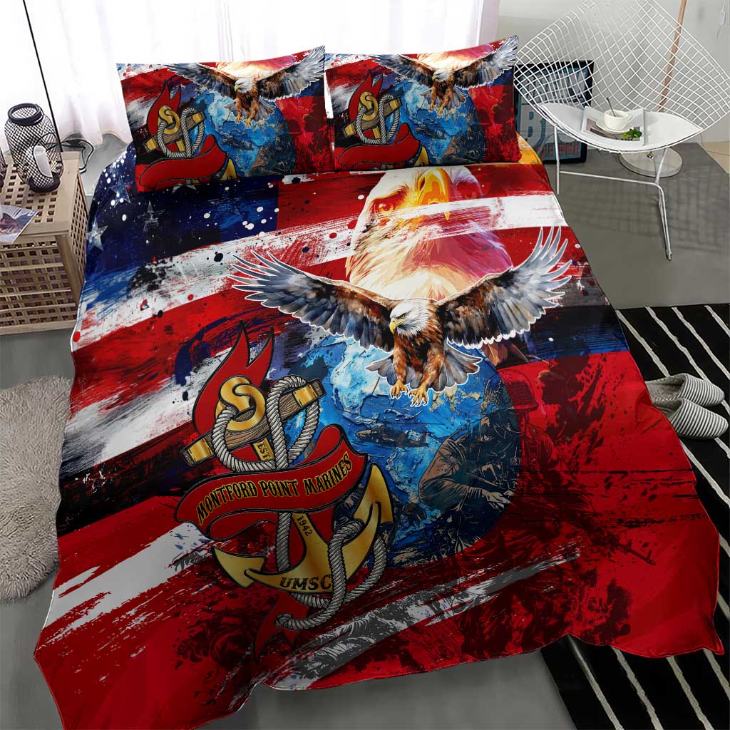 Montford Point Marines Bedding Set African American Eagle Anchor Tribute - African Pride