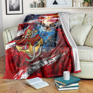 Montford Point Marines Blanket African American Eagle Anchor Tribute - African Pride