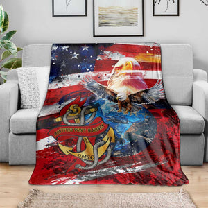 Montford Point Marines Blanket African American Eagle Anchor Tribute - African Pride