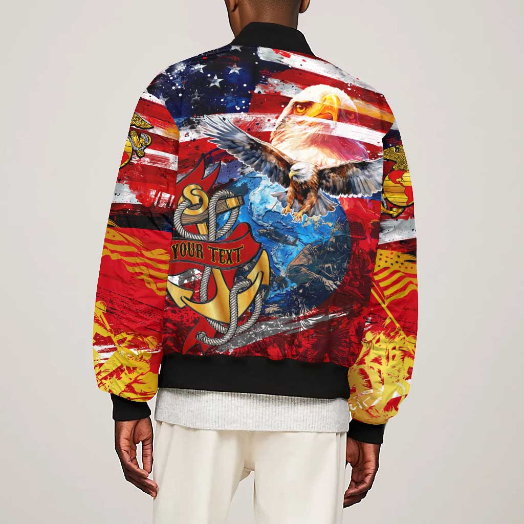 Montford Point Marines Bomber Jacket African American Eagle Anchor Tribute - African Pride