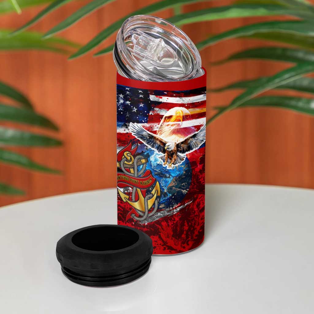 Montford Point Marines 4 in 1 Can Cooler Tumbler African American Eagle Anchor Tribute - African Pride