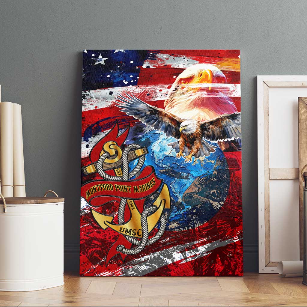 Montford Point Marines Canvas Wall Art African American Eagle Anchor Tribute - African Pride