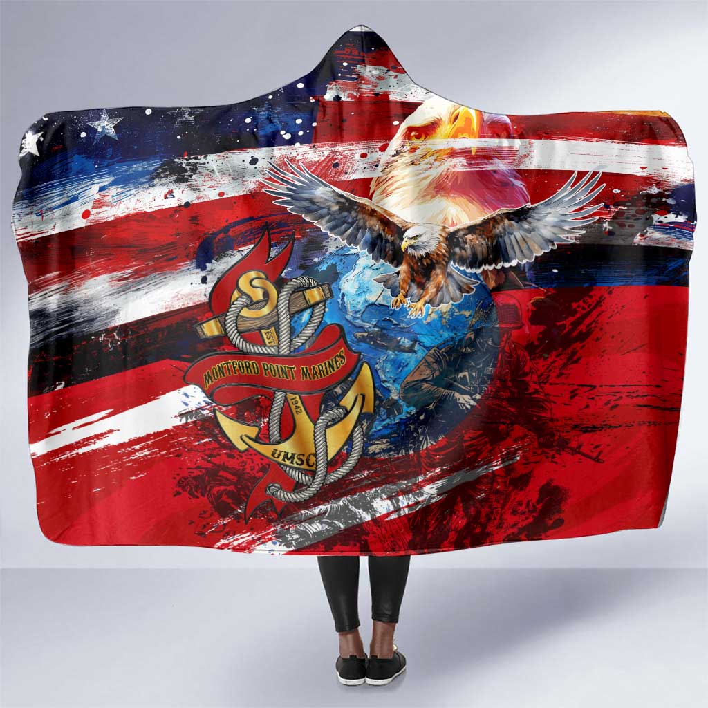 Montford Point Marines Hooded Blanket African American Eagle Anchor Tribute - African Pride