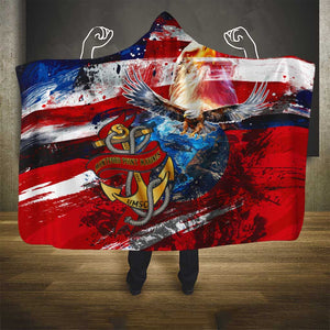 Montford Point Marines Hooded Blanket African American Eagle Anchor Tribute - African Pride