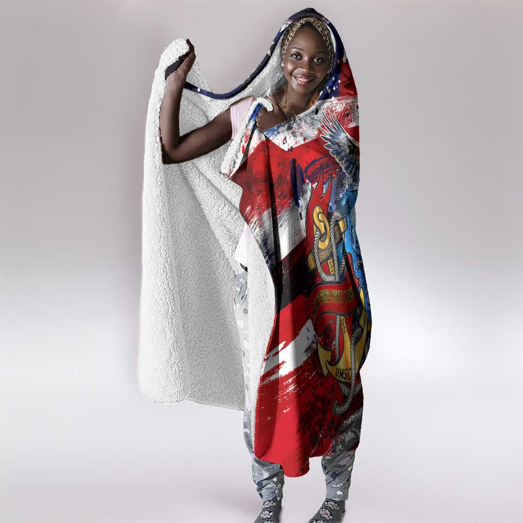 Montford Point Marines Hooded Blanket African American Eagle Anchor Tribute - African Pride