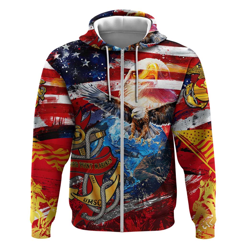 Montford Point Marines Hoodie African American Eagle Anchor Tribute - African Pride