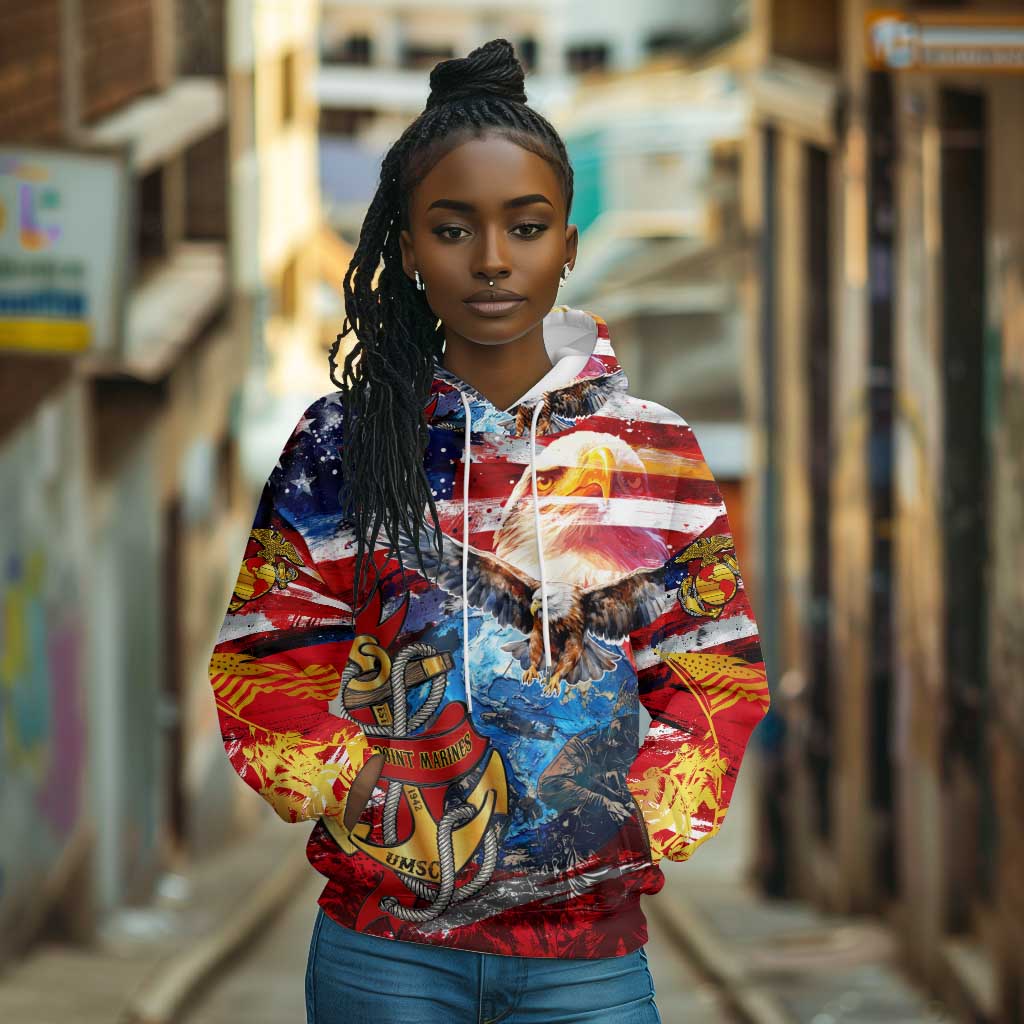 Montford Point Marines Hoodie African American Eagle Anchor Tribute - African Pride