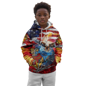 Montford Point Marines Kid Hoodie African American Eagle Anchor Tribute - African Pride