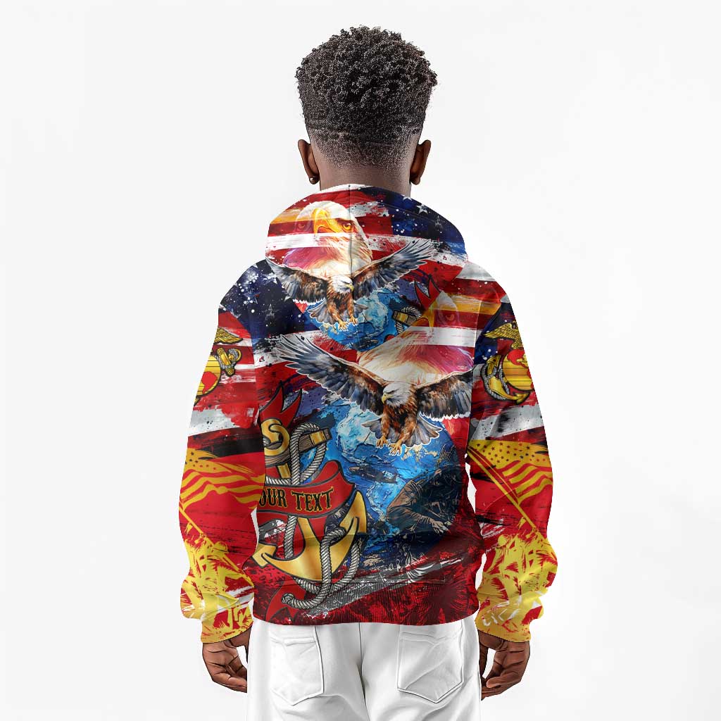 Montford Point Marines Kid Hoodie African American Eagle Anchor Tribute - African Pride