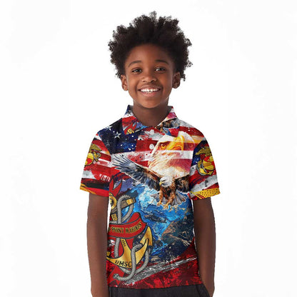 Montford Point Marines Kid Polo Shirt African American Eagle Anchor Tribute - African Pride