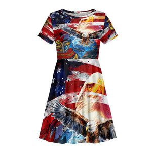 Montford Point Marines Kid Short Sleeve Dress African American Eagle Anchor Tribute - African Pride