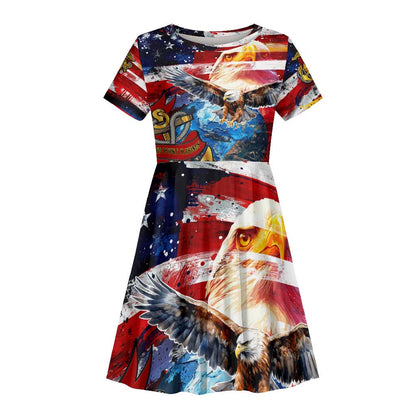 Montford Point Marines Kid Short Sleeve Dress African American Eagle Anchor Tribute - African Pride